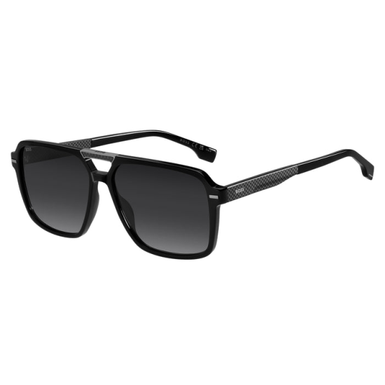 Boss 1766/S Square Double Bridge Frame Dark Grey Shaded Lens
