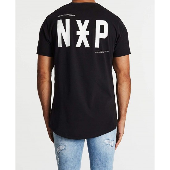 Nena and Pasadena Aligned Scoop Back T-Shirt Pigment Black