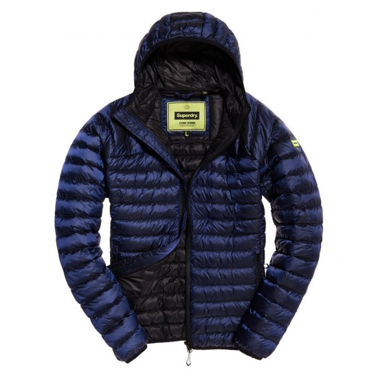 Superdry Core Down Hooded Jacket Navy Mens
