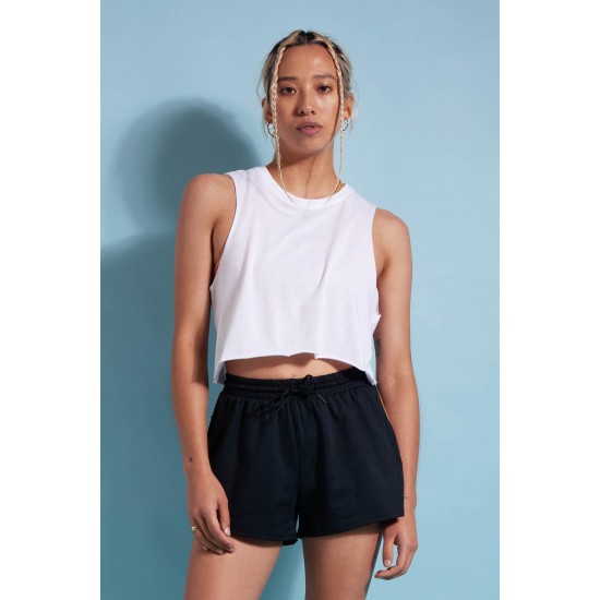First Base Cropped Muscle Tank White