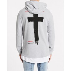Kiss Chacey Shadows Layered Hooded Sweater Grey Marle