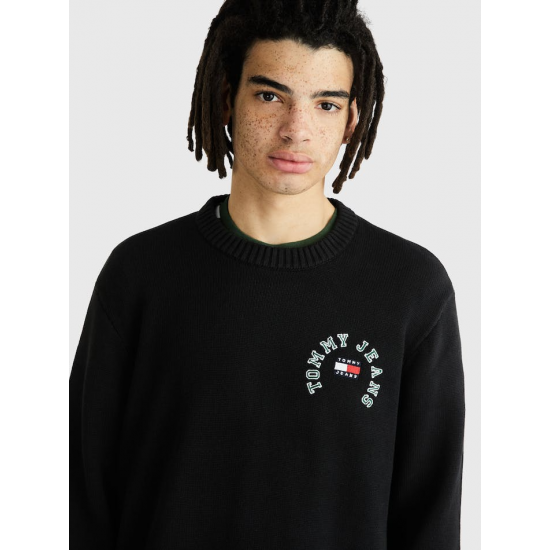 Tommy Jeans Relaxed Arch Graphic Knit Sweater Black