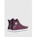 Diesel S-Astico Mid Cut High-Top Sneakers In Leather With D Logo Burgundy