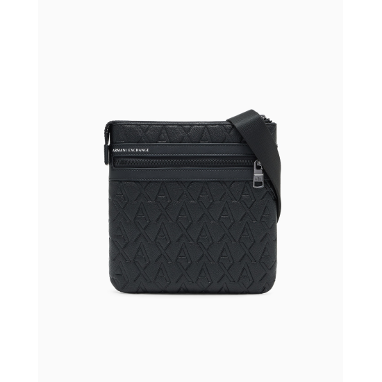 Armani Exchange Flat Shoulder Bag with All Over Logo