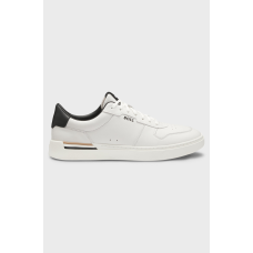 Boss Clint Leather trainers with contrast logos Boss Clint Leather trainers with contrast logos