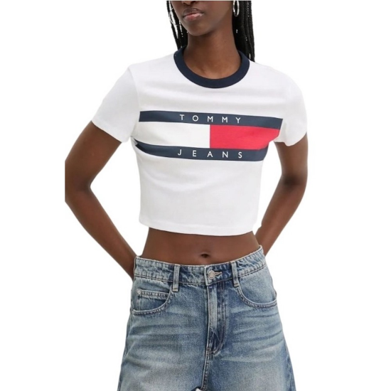 Tommy Jeans Crop RWB Block Tee White