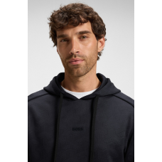 Boss Mirror Regular-fit hoodie with quilted jacquard Navy