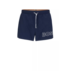 Boss Mooneye Quick-drying swim shorts with outline logo Navy