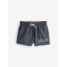 Boss Mooneye Quick-drying swim shorts with outline logo Charcoal