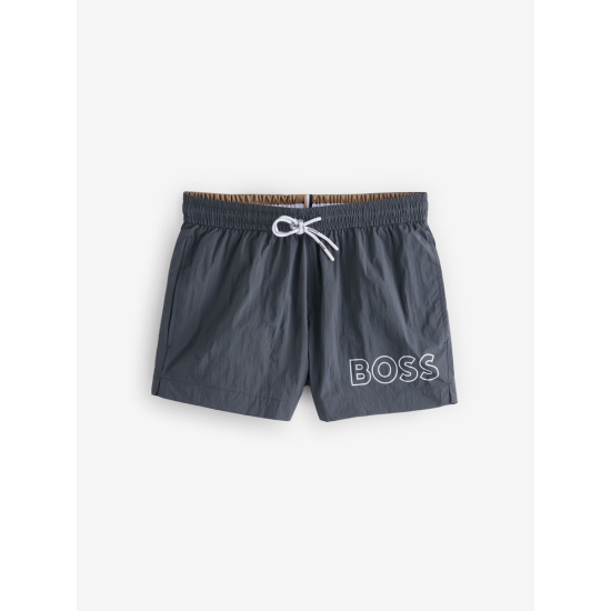 Boss Mooneye Quick-drying swim shorts with outline logo Charcoal
