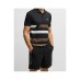 Boss Paddy Stretch-Jersey Polo Shirt with Stripe Print Black