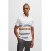 Boss Paddy Stretch-Jersey Polo Shirt with Stripe Print White