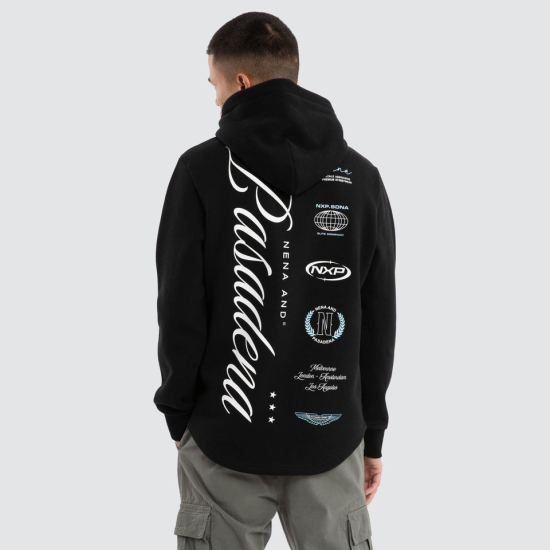 Nena and Pasadena Break Dual Curved Hoodie Jet Black