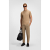 Boss Stretch-Cotton T-shirt with Contrast Logo Beige