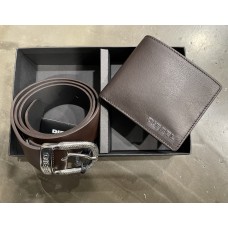 Diesel Men's Gift Box Wallet/Belt Combination Brown