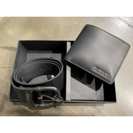 Diesel Men's Gift Box Wallet/Belt Combination Black