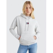 Tommy Hilfiger Centre Badge Hoodie Silver Grey Heather