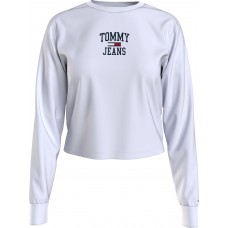 Tommy Jeans College Logo LS Tee White WMN