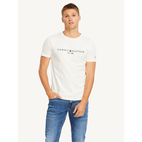 Tommy Hilfiger Organic Cotton Signature Tape Logo T-Shirt Gray