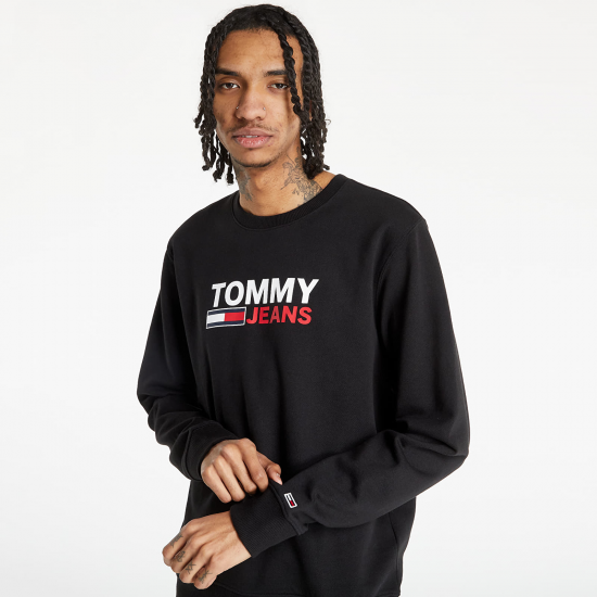 Tommy Jeans Corp Logo Crew Neck Sweater Black