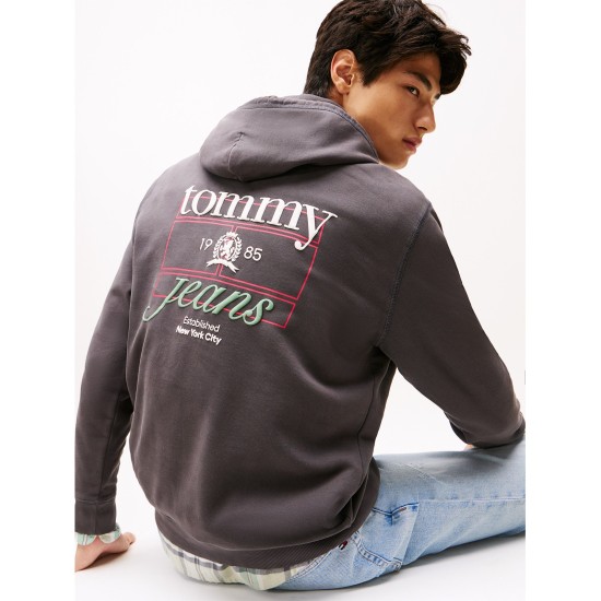 Tommy Jeans Reg Washed Crest Paly Hood Washed Black