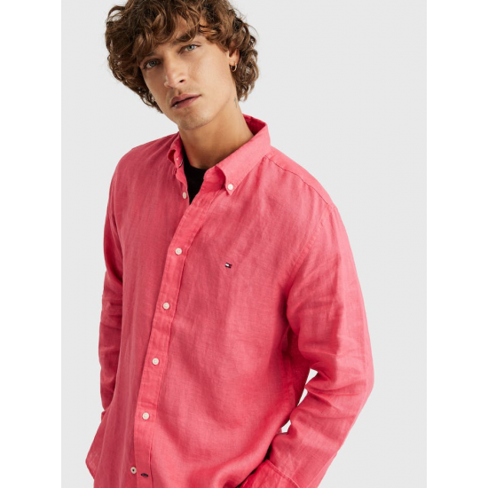 Tommy Hilfiger WCC Premium Linen L/S Shirt Deep Crimson Fruit