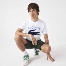 Lacoste Crocodile Print T-Shirt White/Blue