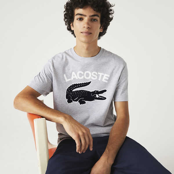 Crocodile Chine Lacoste Silver Print T-Shirt