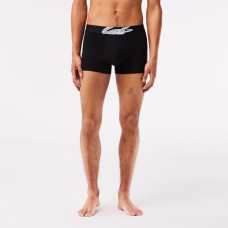 Lacoste 3 Pack Crocodile Print Trunks Black