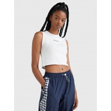 Tommy Jeans Crop Tiny Linear Tank White