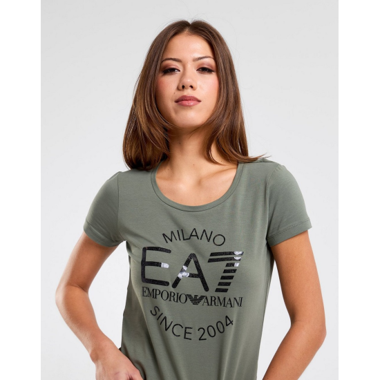 EA7 Emporio Armani Logo Series Crossover Tee Khaki WMNS