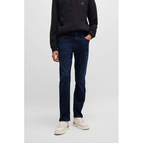 Boss Delaware Slim-Fit Jeans in Pure-Blue Comfort Stretch Denim Dark Denim