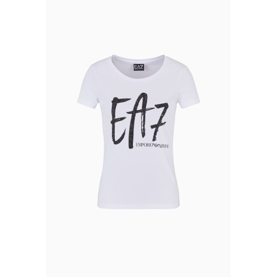 EA7 Emporio Armani Glitter Tee White WMNS