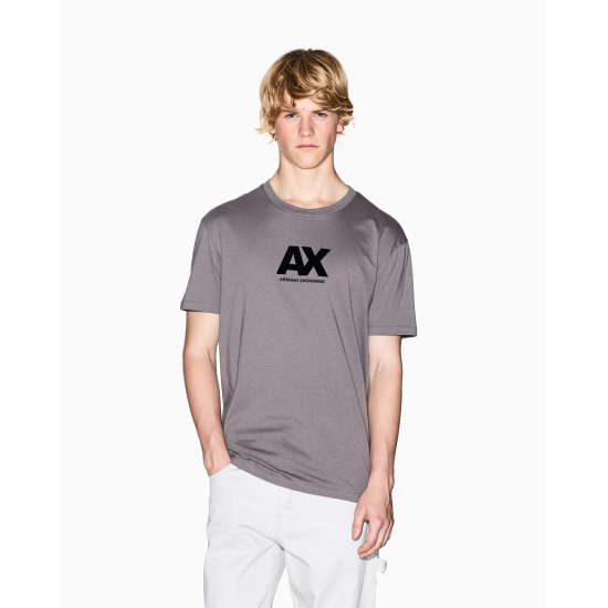 Armani Exchange Felt Logo Tee Dark Gull Grey