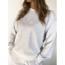 Fox + Velvet Contrast Rib Sweater Grey Marle