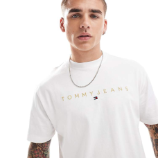 Tommy Jeans Gold Linear Logo Tee White