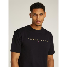 Tommy Jeans Gold Linear Logo Tee Black