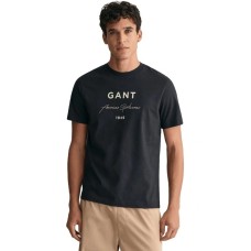 Gant Logo Script Printed Tee Black