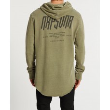 Nena and Pasadena Infamous Hooded Dual Curved Sweater Pigment Khaki