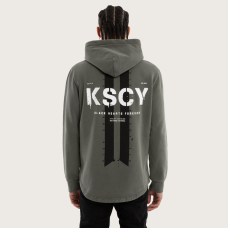 Kiss Chacey Inferno Curved Hem Hoodie Pigment Basil