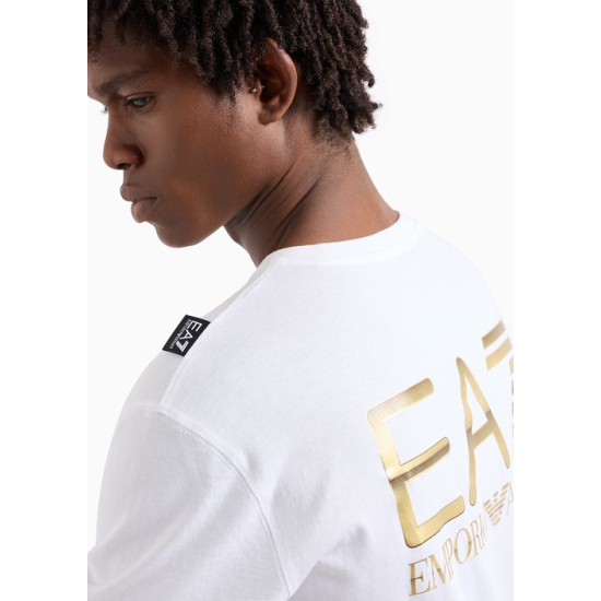 EA7 Emporio Armani Logo Series Back Print White/Gold