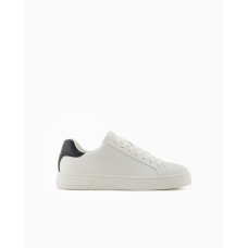 Armani Exchange Leather Sneaker With Logo on Sole Off White/Black