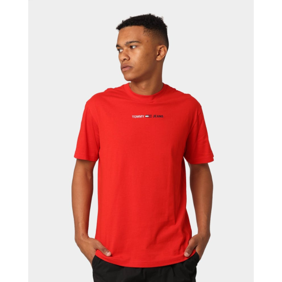 Tommy Jeans Classic Linear Logo Tee Deep Crimson