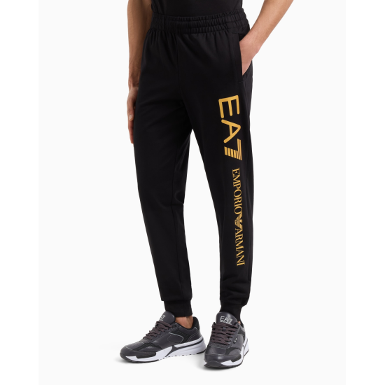 EA7 Emporio Armani Cotton Blend Logo Series Joggers Black/Gold