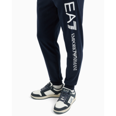 EA7 Emporio Armani Cotton Blend Logo Series Joggers Navy/White