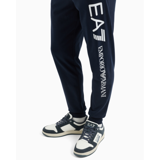 EA7 Emporio Armani Cotton Blend Logo Series Joggers Navy/White