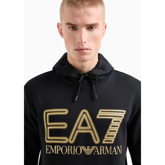 EA7 Emporio Armani Logo Series Cotton Hoodie Black/Gold