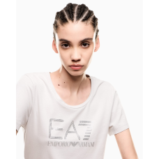EA7 Emporio Armani Logo Series Rhinestone White