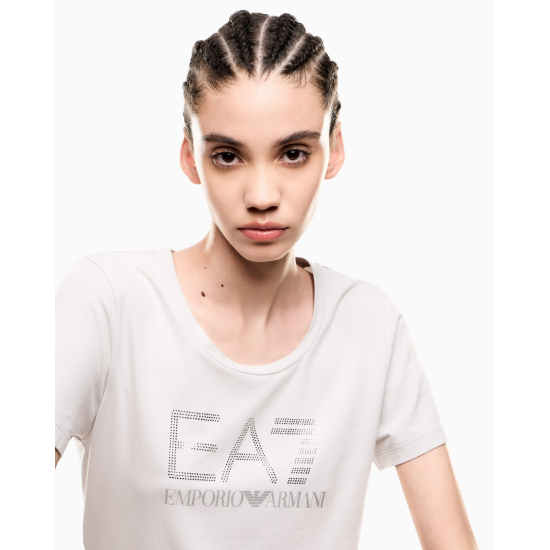 EA7 Emporio Armani Logo Series Rhinestone White