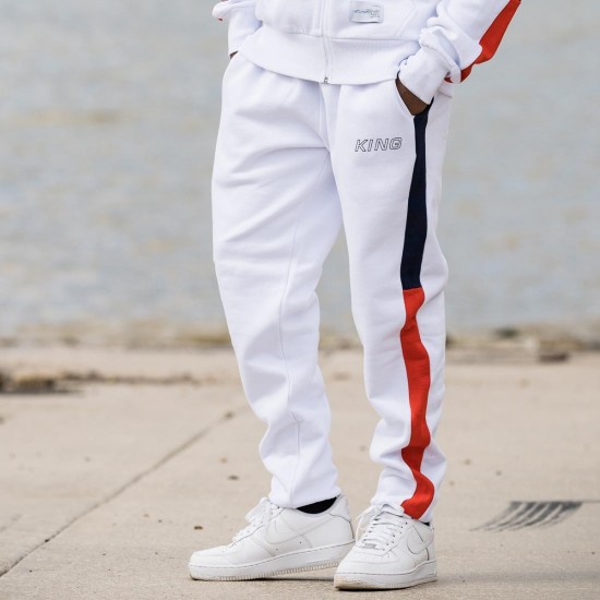 King Apparel Manor Tracksuit Bottoms - White